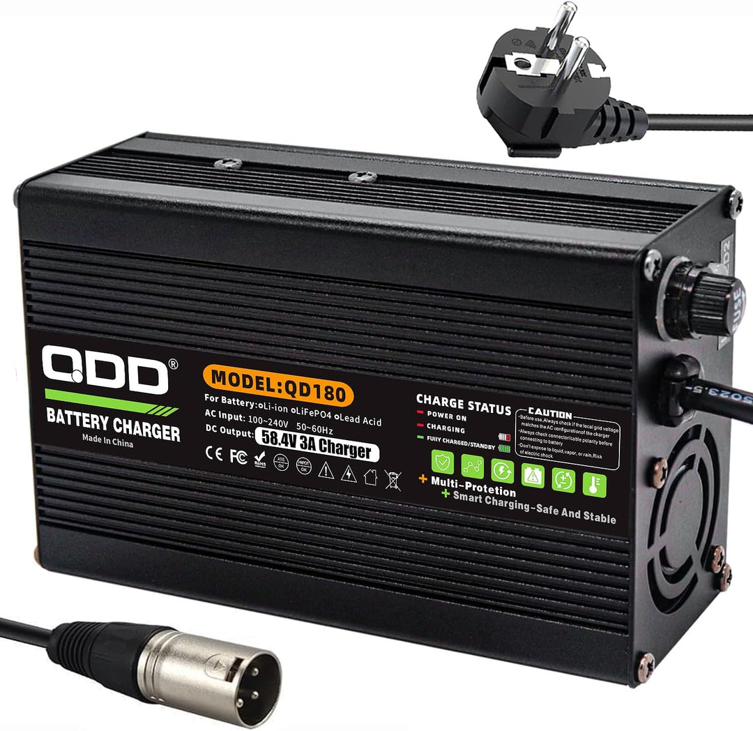 58,4 V 3 A LiFePO4-Batterieladegerät, XLR-Ausgangsstecker, verwendet für 16S 48 V 51,2 V LiFePO4-Bat