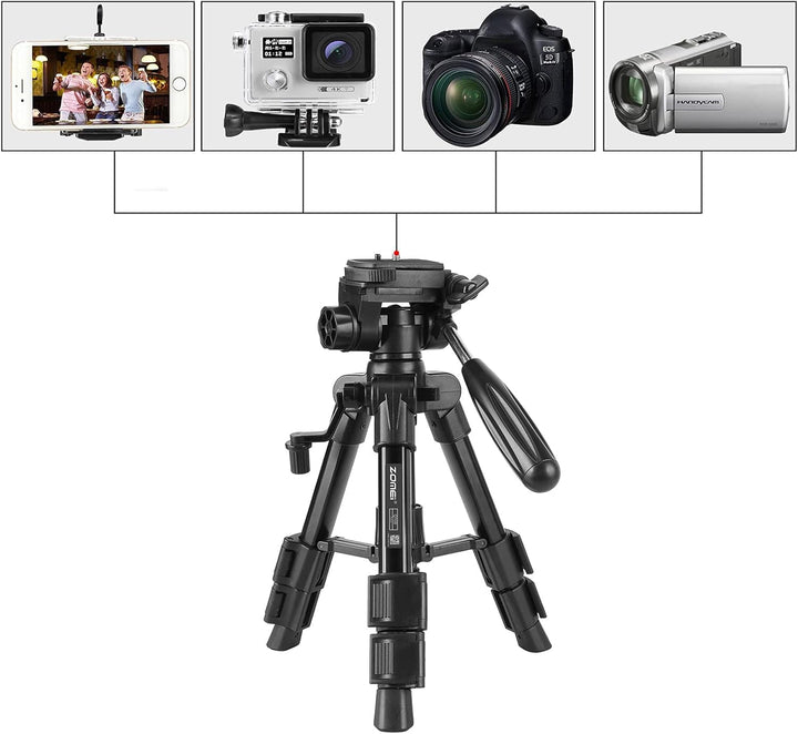 Kamera Stativ, ZOMEI Handy Stativ Q100, Leichtes Kamerastativ Aluminiumlegierung Reisestativ mit 3-W