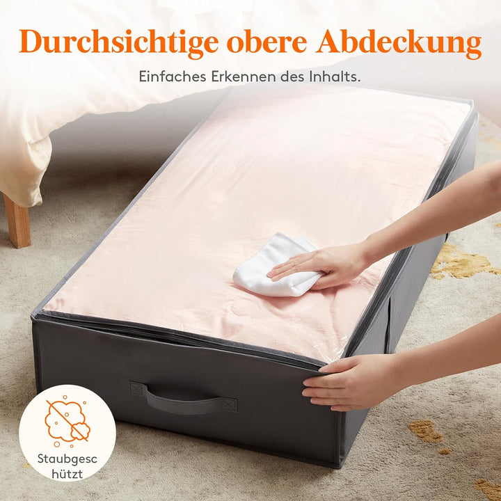Lifewit 6 Stück 90L Unterbettkommode, Unterbett Aufbewahrungsbox mit deckel, Faltbare Kleidung Aufbe