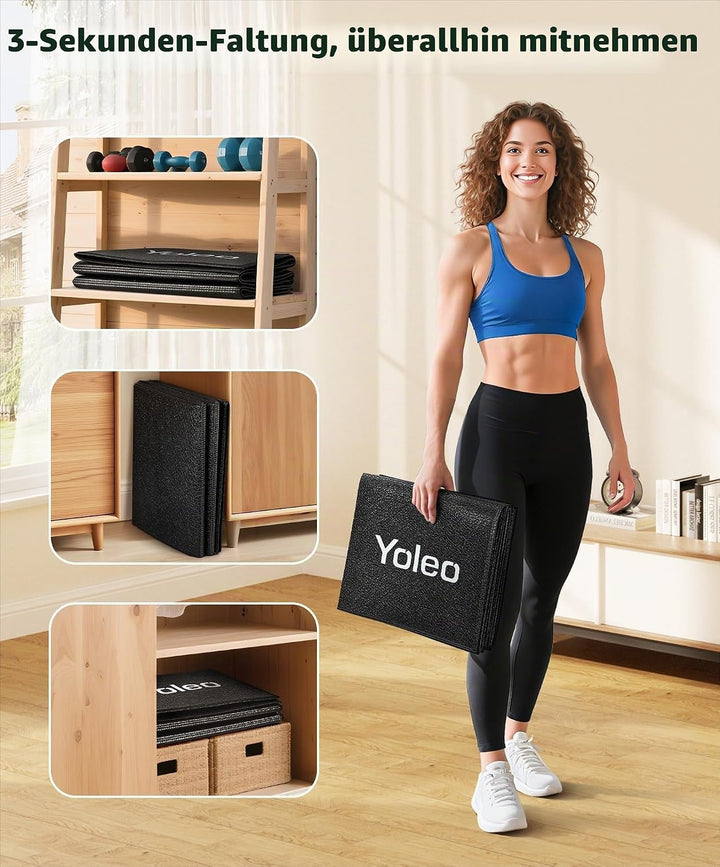 Yoleo Faltbare Bodenschutzmatte-160x75cm Laufband Matte, Schalldämmend Rutschfester Bodenschutz für
