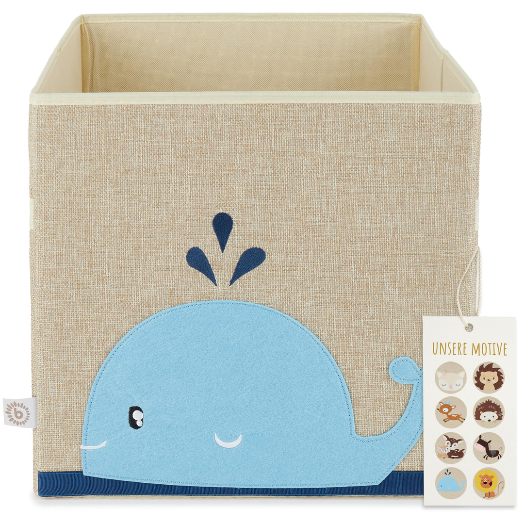Bieco Regalkorb Kinderzimmer | Aufbewahrungsbox Wal Spielzeug Kinder | Aufbewahrungsbox 33x33x33 für