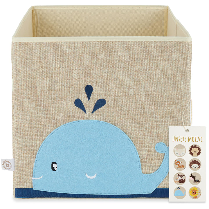 Bieco Regalkorb Kinderzimmer | Aufbewahrungsbox Wal Spielzeug Kinder | Aufbewahrungsbox 33x33x33 für