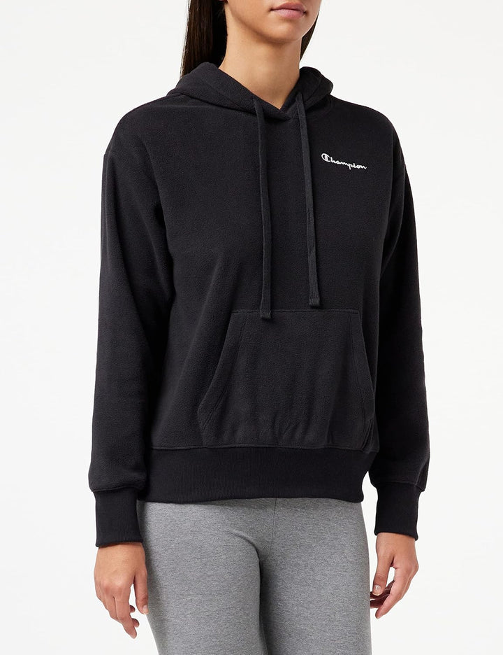 Champion Damen American Classics-Small Script Logo Polar Fleece Hooded Sweatshirt S Schwarz, S Schwa