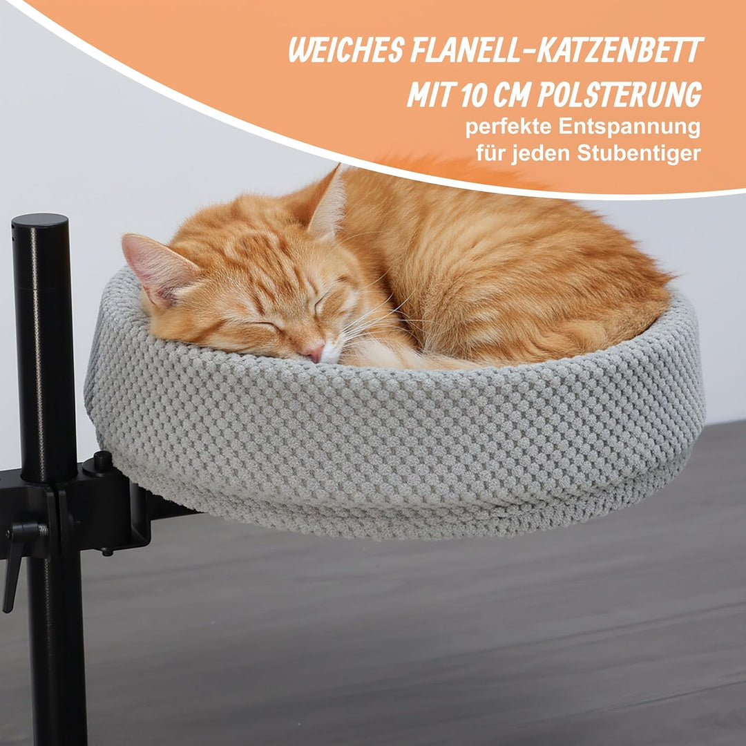 Relaxdays Katzenbett für Schreibtisch, höhenverstellbar, 360° drehbar, 20 kg, weicher Katzenkorb Ø 3
