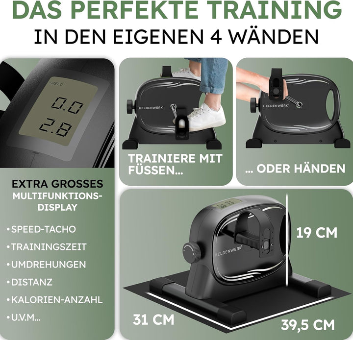 HELDENWERK Pedaltrainer Set - TÜV/GS geprüft NEU 2025 inkl. Befestigungsgurt & Anti-Rutschmatte - Ar