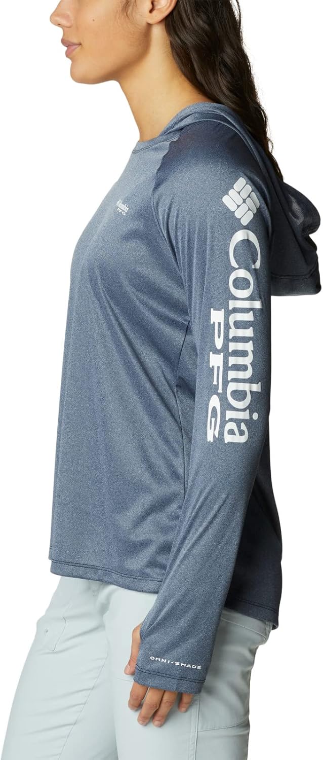 Columbia Damen Tidal Tee Heather Hoodie Kapuzen-Sweatshirt 2X Collegiate Navy Heather/White Logo, 2X