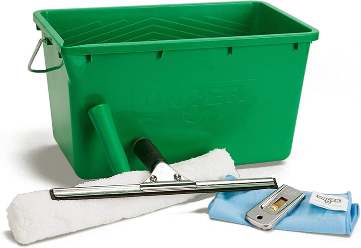 Unger PRO Komplett-Set 5in1 (inkl. Einwascher, Fensterwischer, Mikrofasertuch, Sicherheitsschaber, E