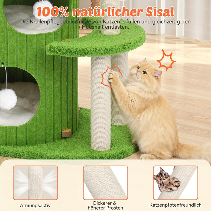 Luxus Katzenbaum kratztonne für Katzen - Kratzbaum mit Katzenschlafhaus, Sisalbrett,abnehmbarem Bett