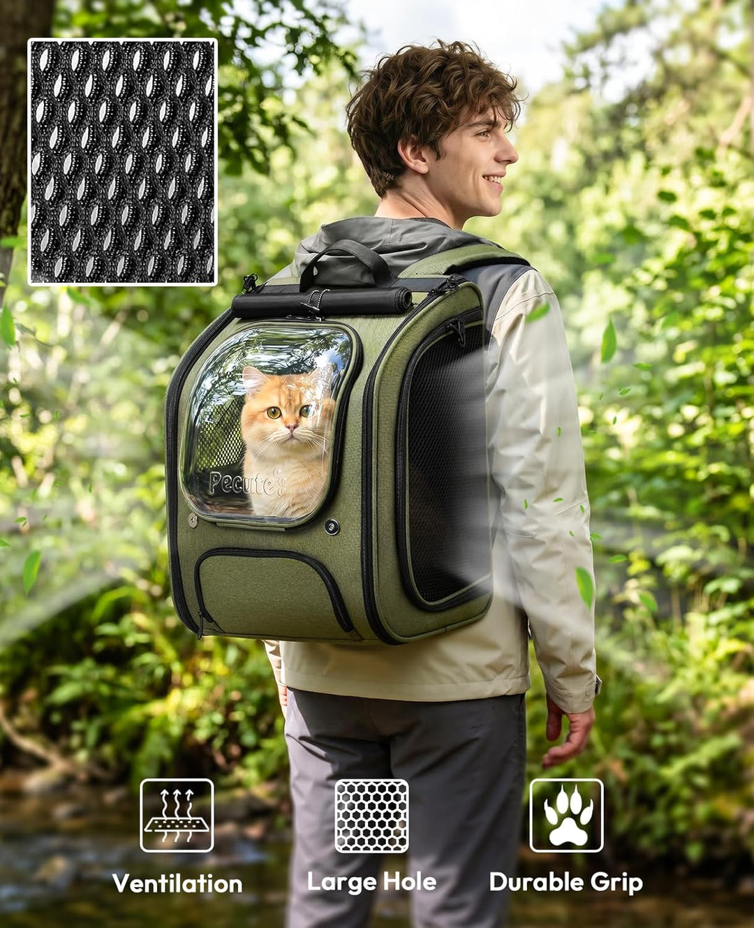 pecute Katzenrucksack Bubble Haustier Rucksack mit Netzfenster, Tragbare und Faltbare Katzentasche,