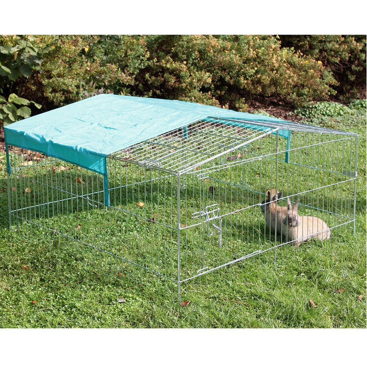 Kerbl Pet Pet Freilaufgehege Easy, verzinkt, mit Sonnenschutz, 115x115x60cm