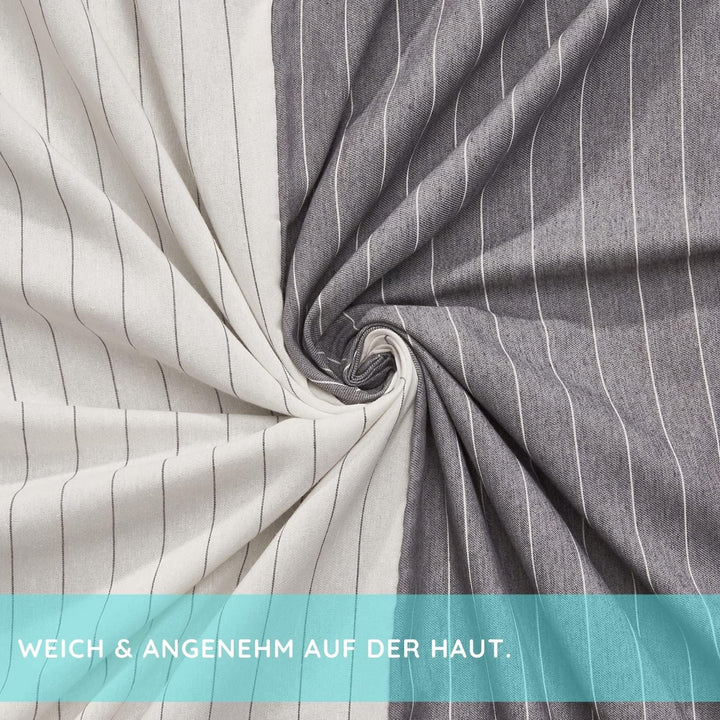 2X Bettwäsche-Sets – pflegeleichte, gewaschene Baumwolle – atmungsaktiver, strapazierfähiger, weiche