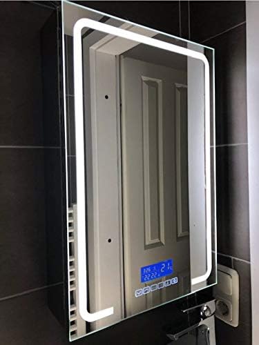 LED Spiegelschrank 60x40 Edelstahl Bluetooth Radio Temperatur Uhr Badezimmer WC