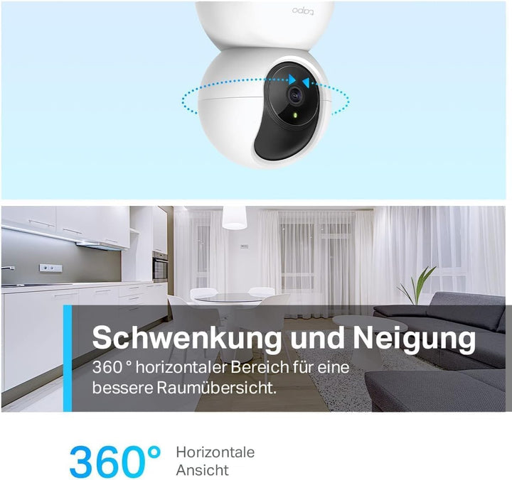 Tapo C21A 2K 3MP Überwachungskamera innen 360°, Nachtsicht, Bewegungserkennung, Zwei-Wege-Audio, Bab