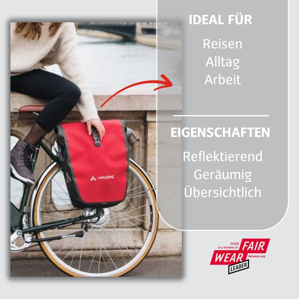 VAUDE Fahrradtasche für Gepäckträger Aqua Back Single 1 x 24 L in 24 l Schwarz, 24 l Schwarz