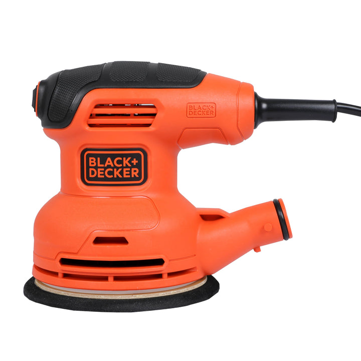Black+Decker Exzenterschleifer (230W, Scheiben-Ø 125 mm, mit integrierter Staubabsaugung, zum Schlei