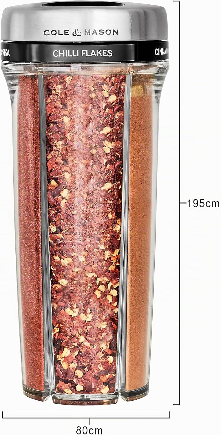 Cole & Mason H122115 Saunderton Gewürzstreuer, Kräuterstreuer mit 5 einzelnen Kammern, Vorratsdose m