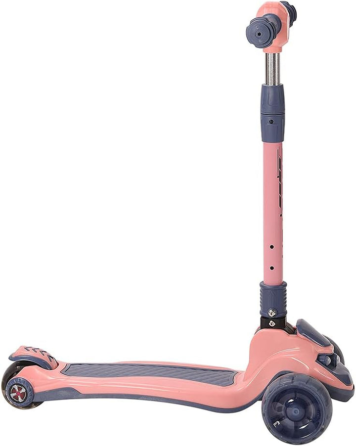 Tretroller mit 3 Rädern für Scooter, faltbar, bunt | rutschfeste Brücke höhenverstellbar mit LED-Lic