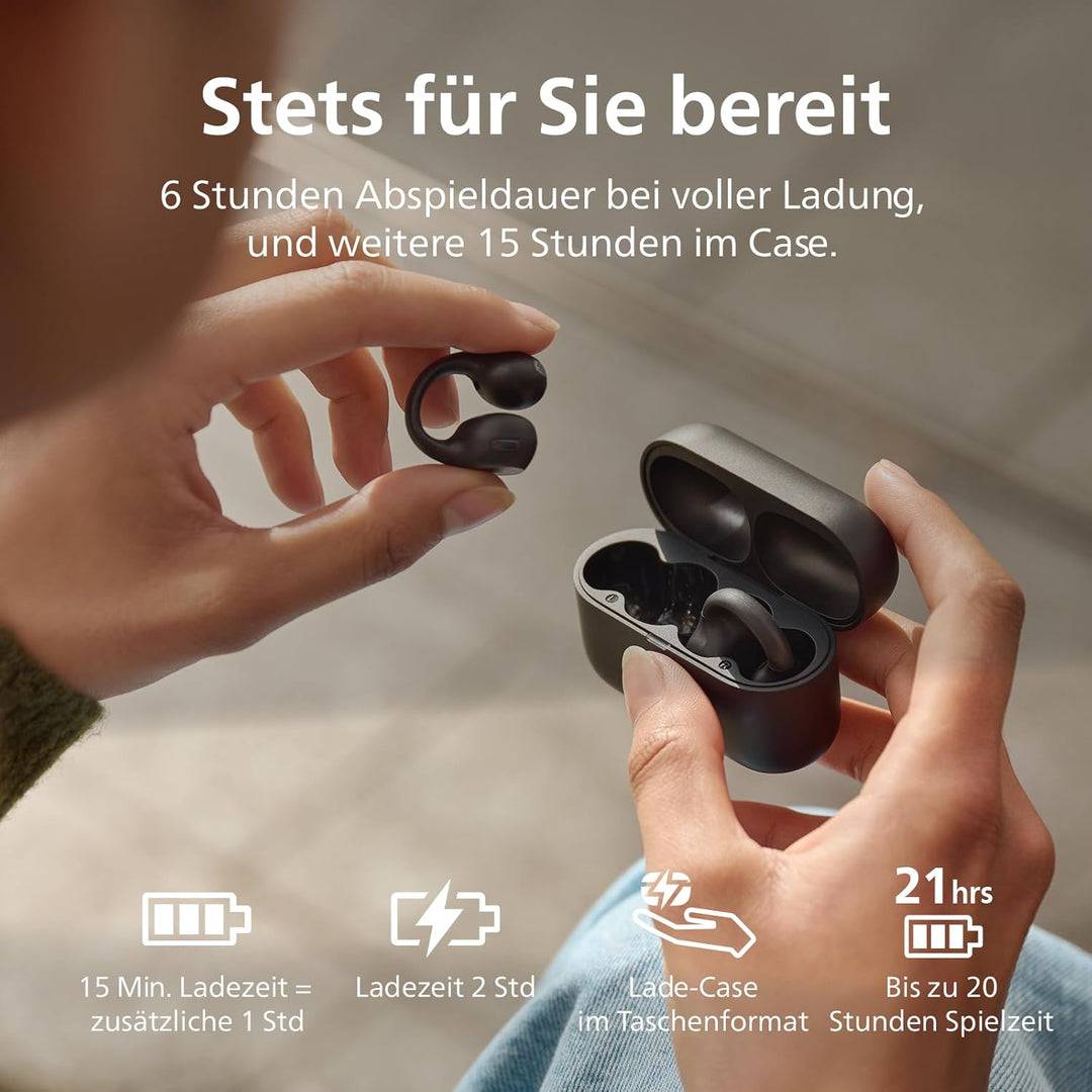 Philips TAQ2000BK ohraufliegende True Wireless Multipoint-Bluetooth-Ohrhörer mit Ohrmanschette - 28