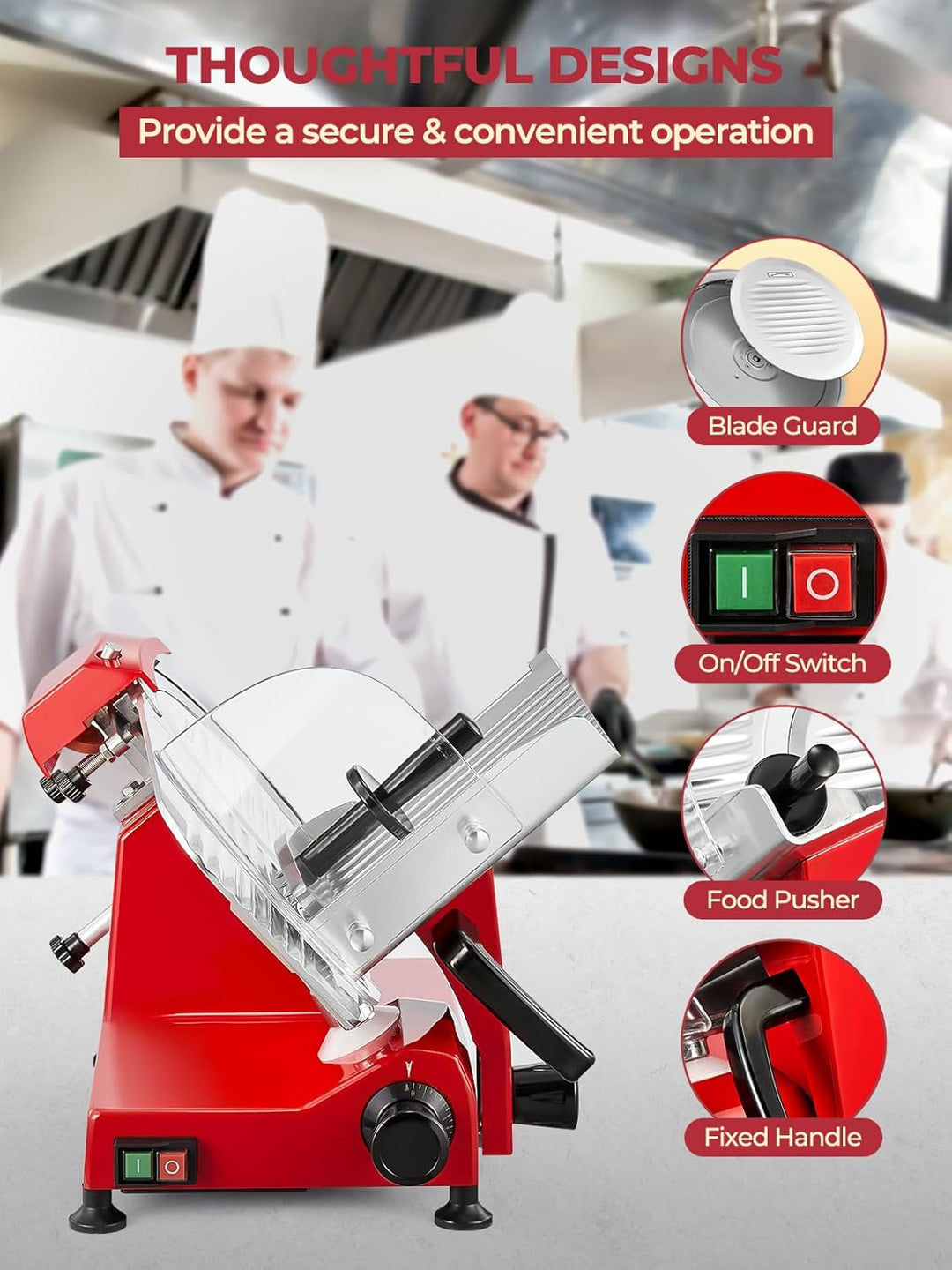 FOHERE Allesschneider Elektrische Aufschnittmaschine Max 300 W, Klinge 25 cm, Integrierter Schärfer,