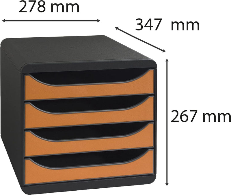 Exacompta 310788D Premium Ablagebox mit 4 Schubladen für DIN A4+ Dokumente. Belastbare Schubladenbox