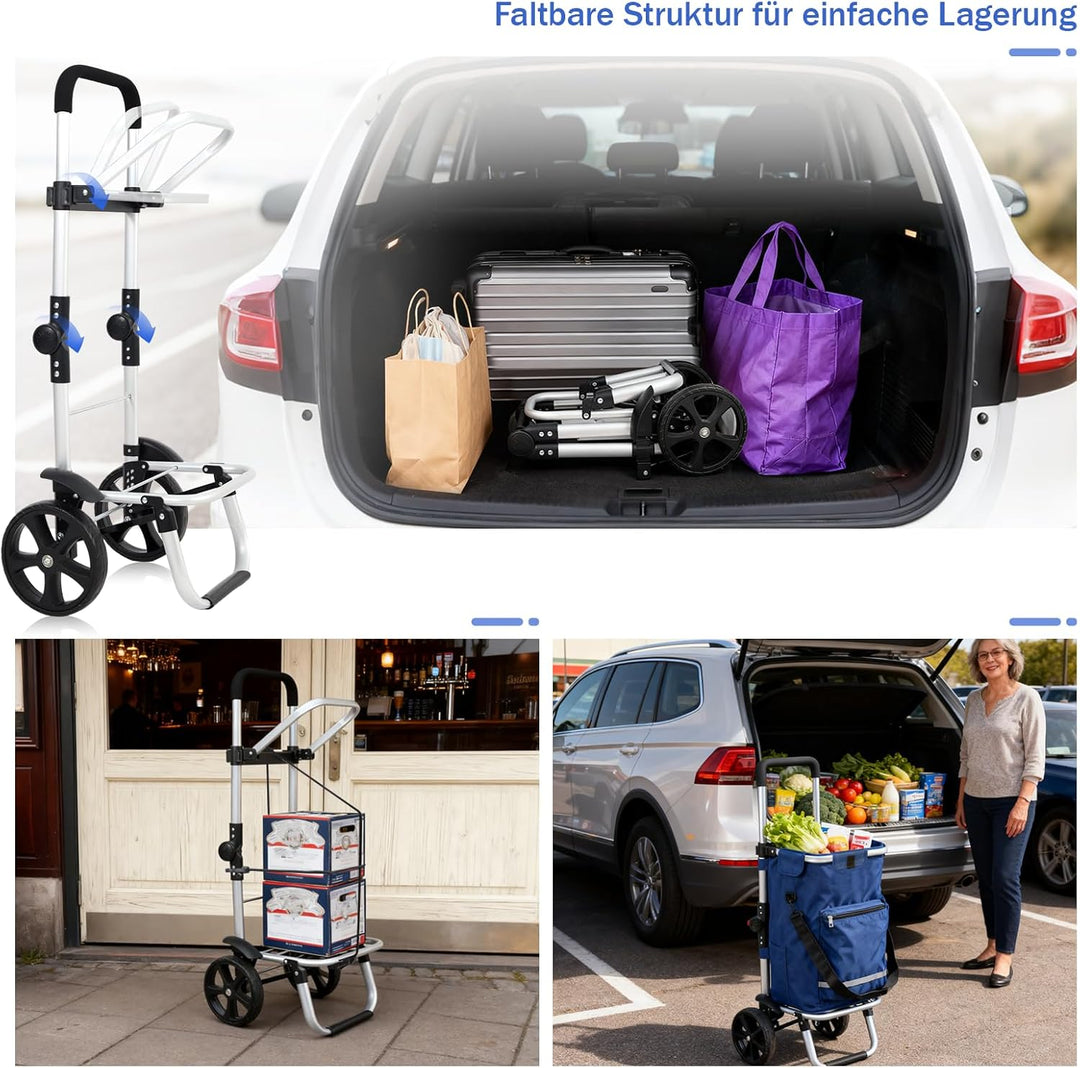Sekey XXL Einkaufstrolley – Klappbarer, Kompakter Trolley aus leichtem Aluminium mit Höhenverstellba