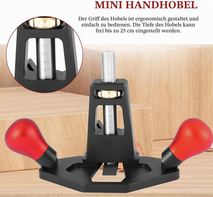PEESHON Handfräshobel, Grundhobel Einhandhobel mit Verstellbar Nuttiefe 0-25cm Handhobe Router Flugz