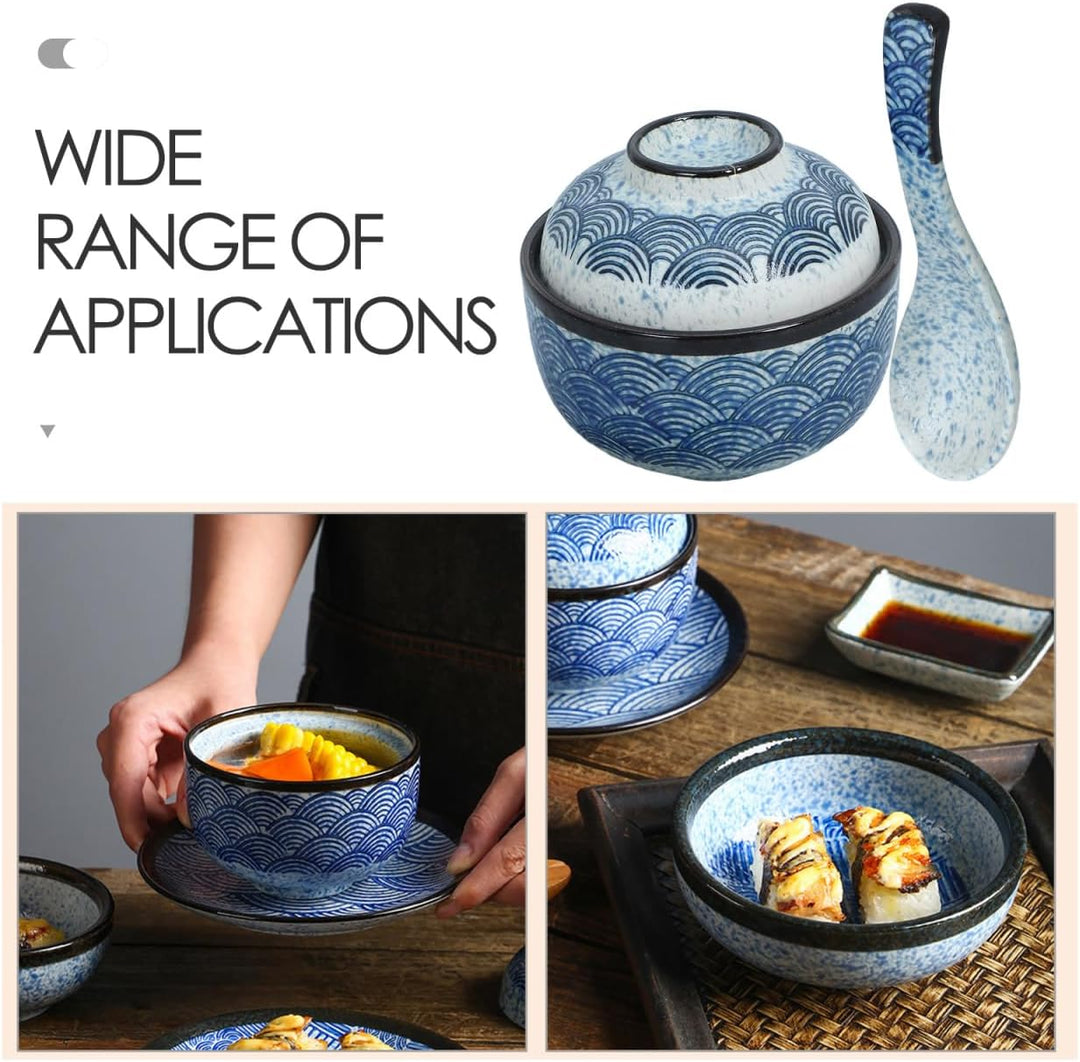 Gatuida 1Satz Multifunktionale Japanische Suppenschale mit Deckel Teilig für Miso Suppe und Ramen Mi