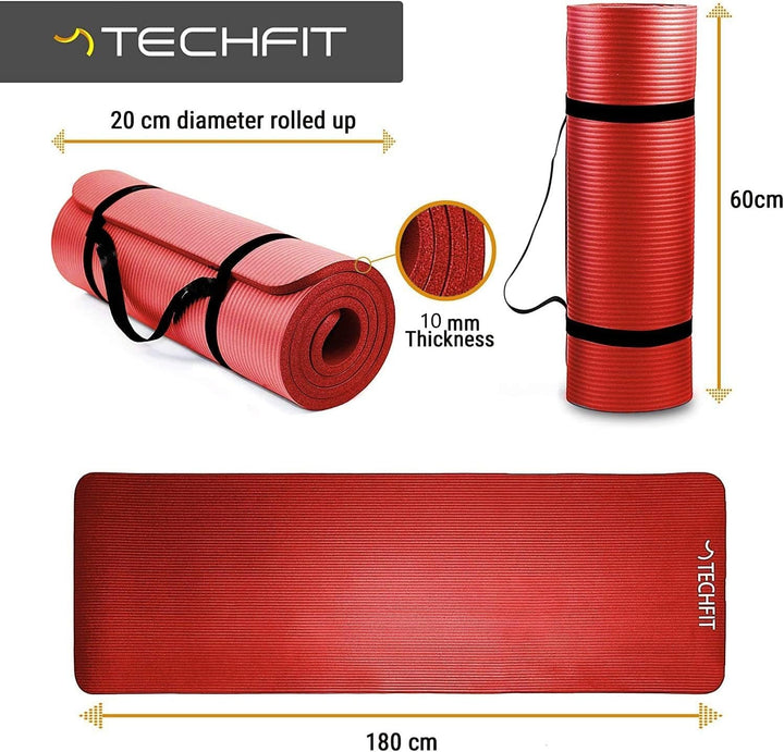 TechFit Yogamatte Rutschfest für das Fitnessstudio zu Hause - Pilates Matte für das Heimtraining, Yo