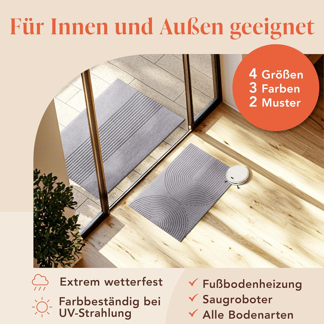 Blumtal Fussmatte 60x90 cm - rutschfeste Schmutzfangmatte - Fussabtreter mit Muster - Fussmatten Hau