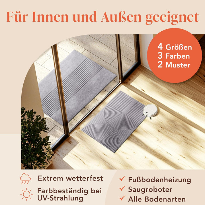 Blumtal Fussmatte 90x150 cm - rutschfeste Schmutzfangmatte - Fussabtreter mit Muster - Fussmatten Ha