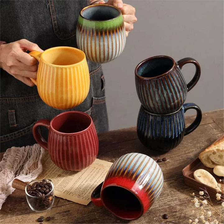 Saumo 2er Set 480 ml Hochwertige Handgefertigte Kaffeetassen aus Porzellan, Kaffee - Tasse in Modern