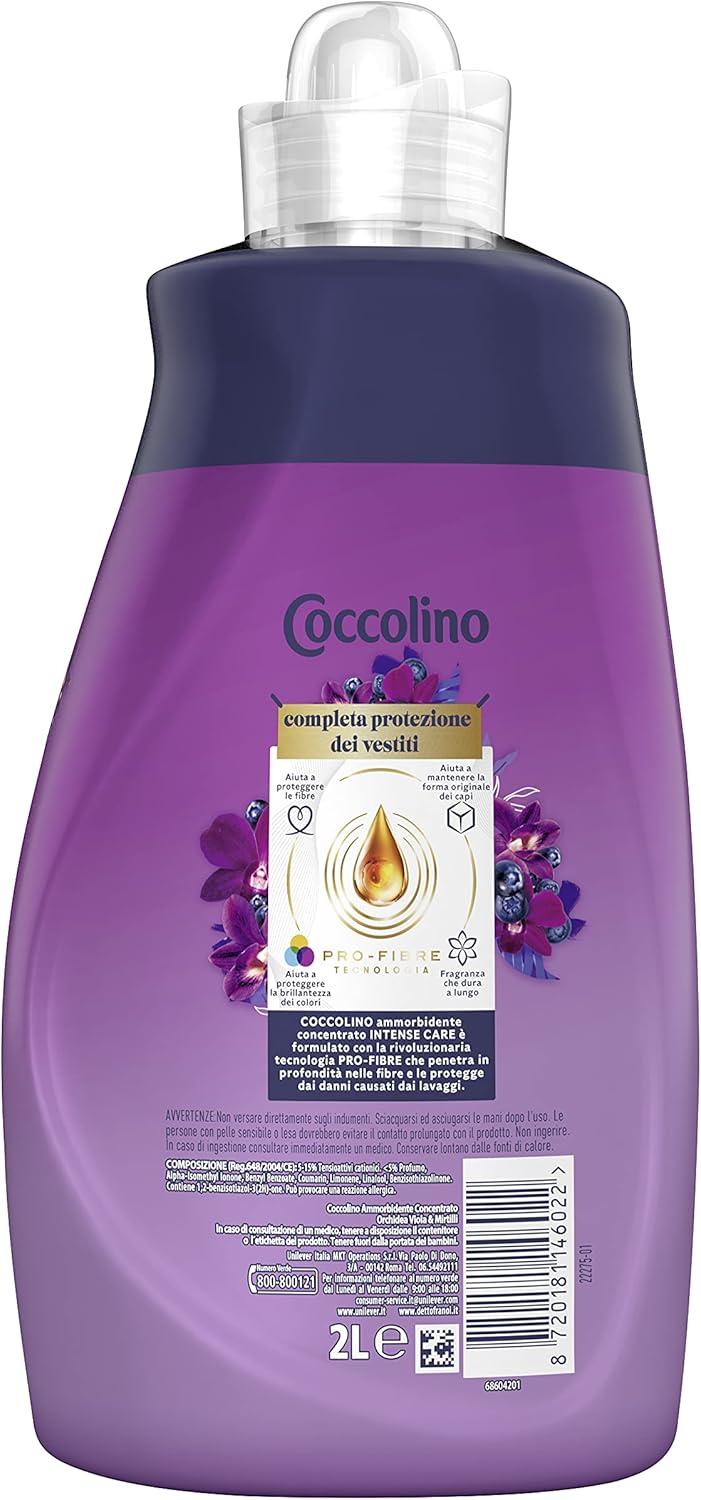 Coccolino Weichspülerkonzentrat Orchidee, Violett & Cranberry, 8 Liter, 320 Waschladungen, 4 x 80 Wa