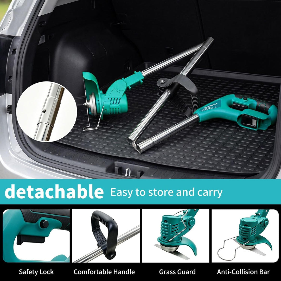 Akku Rasentrimmer, Ersatz für Makita 18V BL1830, inkl.10x Metallklinge &amp; 2X Kreissägeblätter, 90° Dr