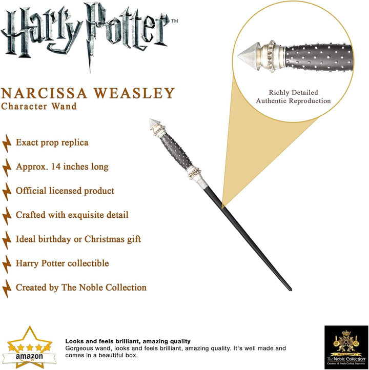 The Noble Collection - Narcissa Malfoy Character Wand - 14in (35cm) Wizarding World Wand with Name T