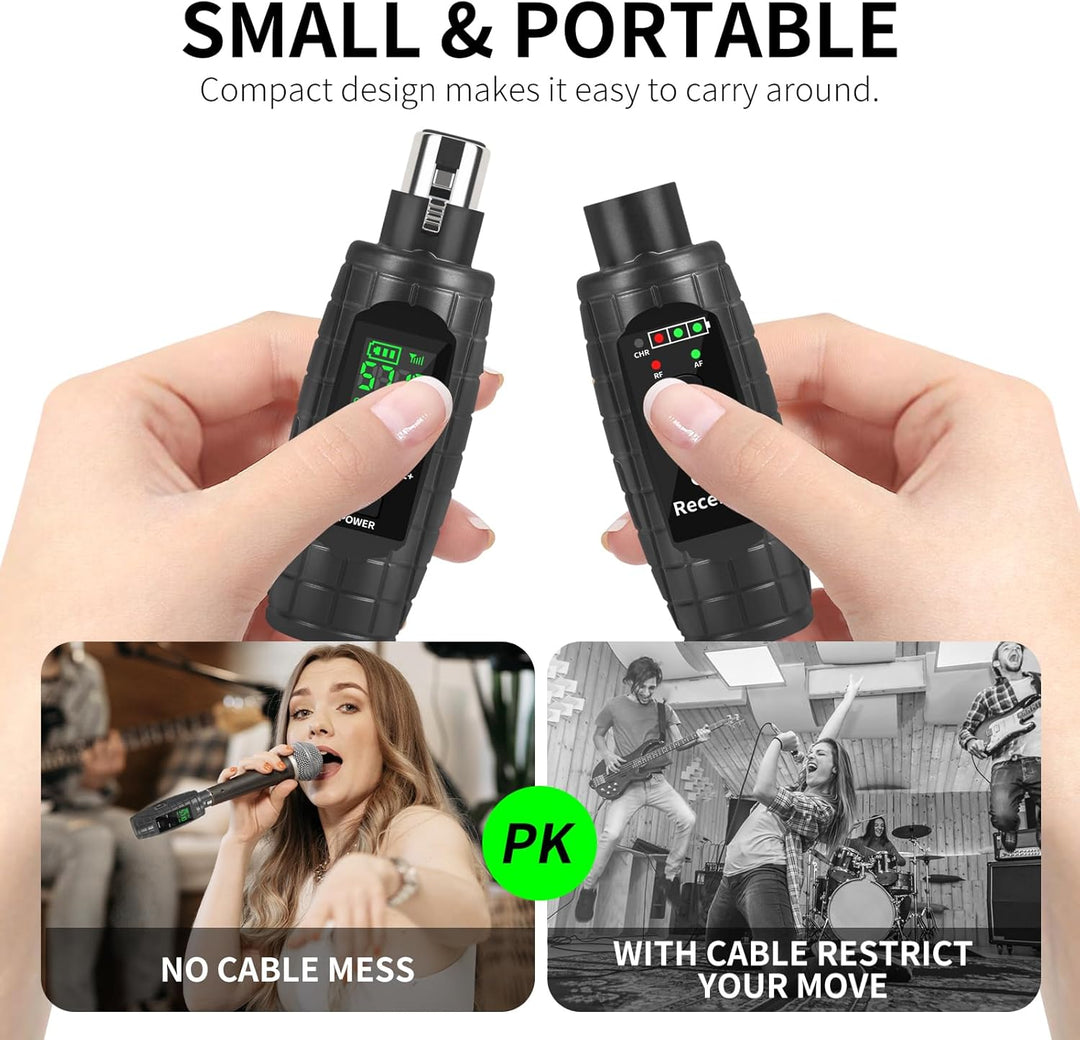 XTUGA U-95 UHF Wireless XLR Sender und Empfänger, wiederaufladbarer Mikrofonadapter für dynamisches