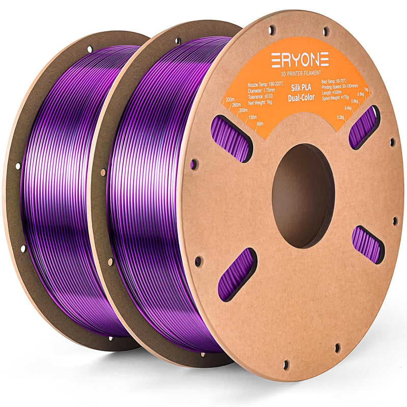 ERYONE Seiden-Zweifarben-Filament PLA 2 kg, 3D-Drucker 1,75 mm +/- 0,03 mm, Seiden-Koextrusions-PLA-