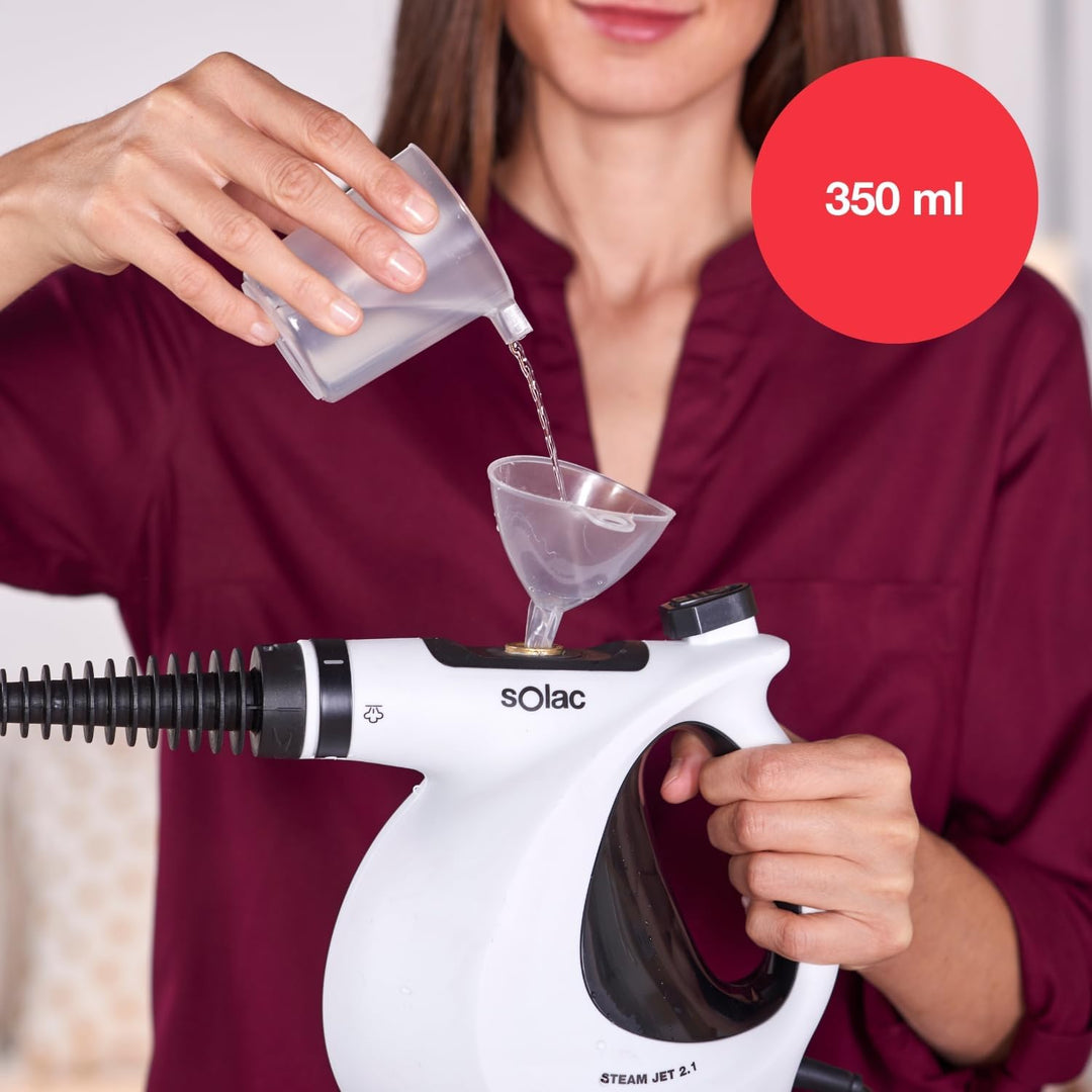 Solac LV1301 Steam Jet 2.0 Tragbarer Dampfreiniger, Weiss, 1050 W
