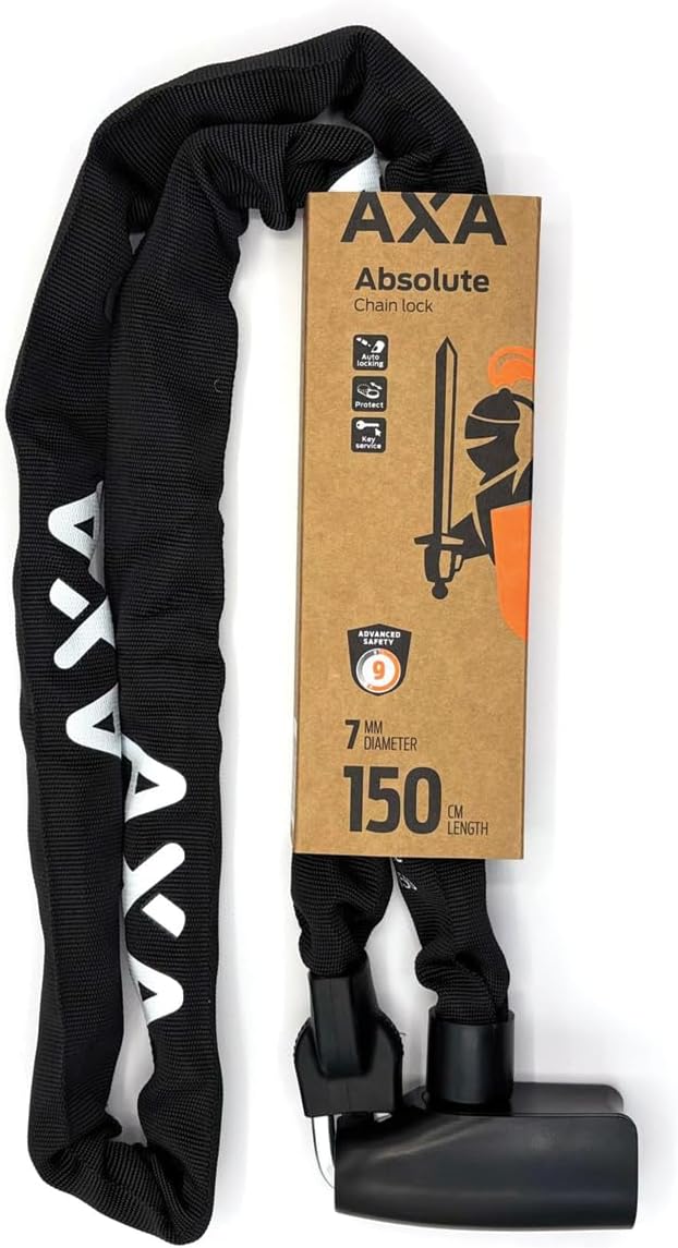 AXA Absolute 7-150 Kettenschloss – Länge 150 cm – Sicherheitsstufe 7 – Stahlglieder 7 mm – Extra lan