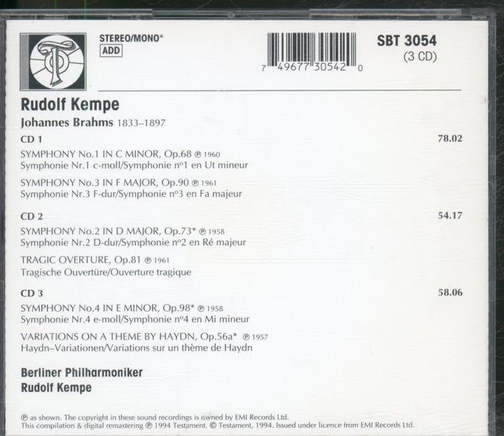 Brahms - 4 Sinfonien, Audio-CD