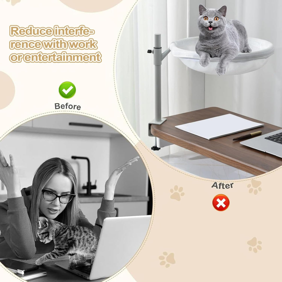 Katzenbett Schreibtischmontage - Katzen Schreibtisch Hängematte | 360° Drehbares Möbelstück Mit Abne