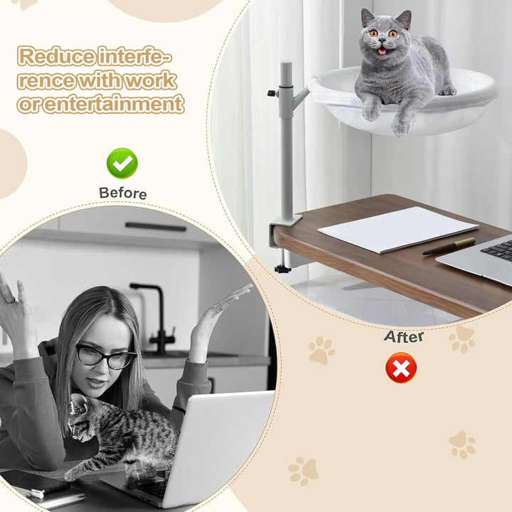 Katzenbett Schreibtischmontage - Katzen Schreibtisch Hängematte | 360° Drehbares Möbelstück Mit Abne