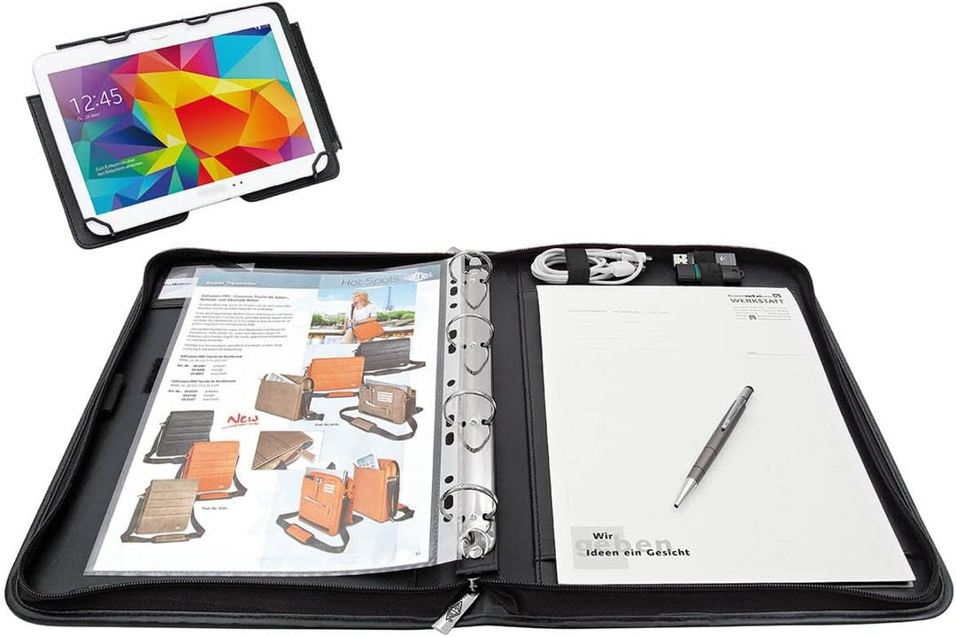 Wedo 5874901 Elegance A4 Organizer (mit Universalhalter für Tablet-PC von 24,6 cm (9,7 Zoll) bis 26,