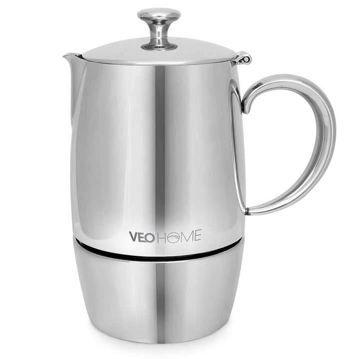 VeoHome Mokka Pot Espressokocher 6 Tassen 300 ml - Edelstahl italienische Mokka kanne Induktionsherd