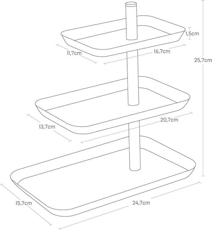 Yamazaki 4281 TOWER Etagere mit 3 Ebenen, schwarz, Stahl, Minimalistisches Design Schwarz Single, Sc