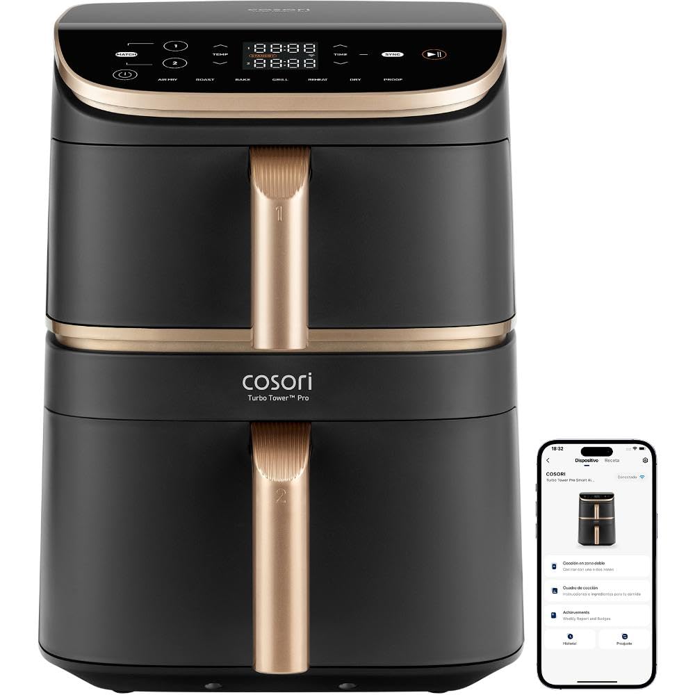 COSORI Turbo Tower Pro Smart Chef Edition Freidora de Aire 10.8L WiFi Negra