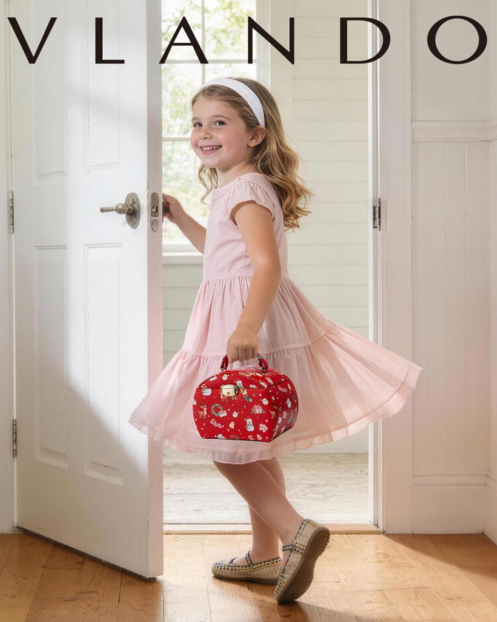 VLANDO Weihnachten Spieluhr Schmuckkästchen für Mädchen,Abschliessbar mit Schubladen, Mädchen Gesche