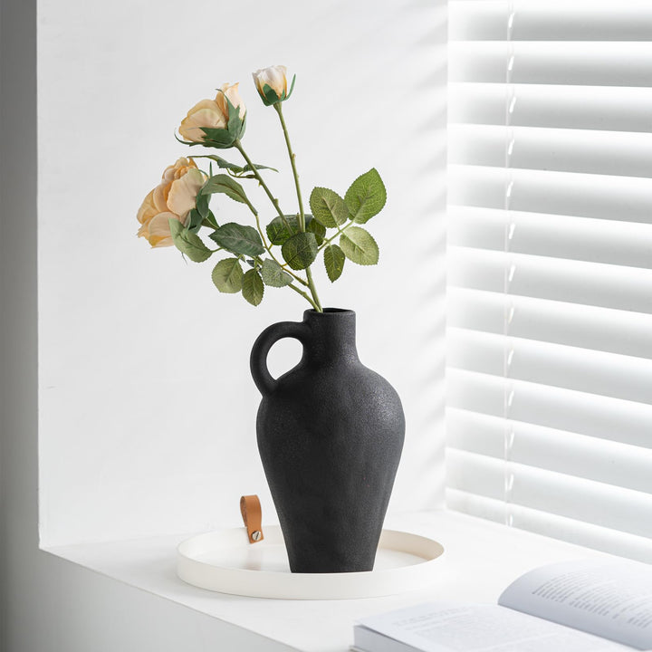 Schwarze Keramikvase, antike Keramikvase, kreative Vase, Moderne Wohnkultur, für Tafelaufsätze, Küch