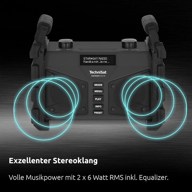 TechniSat DIGITRADIO 230 OD - DAB+ Baustellenradio (DAB+, DAB, UKW, USB, AUX in, Bluetooth, leistung