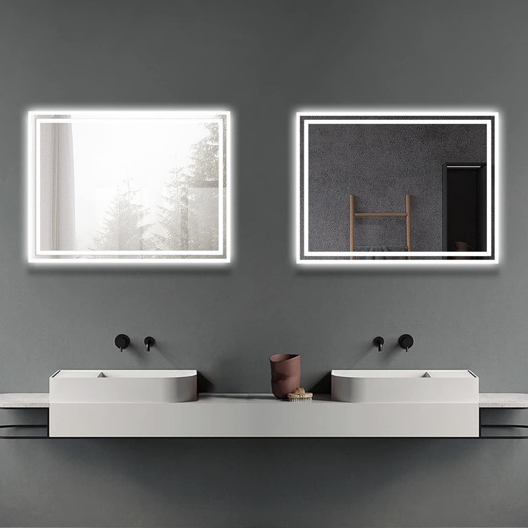 Boromal Badspiegel mit Beleuchtung 40x60cm Wandspiegel Lichtspiegel Vertical & Horizontal LED Badezi