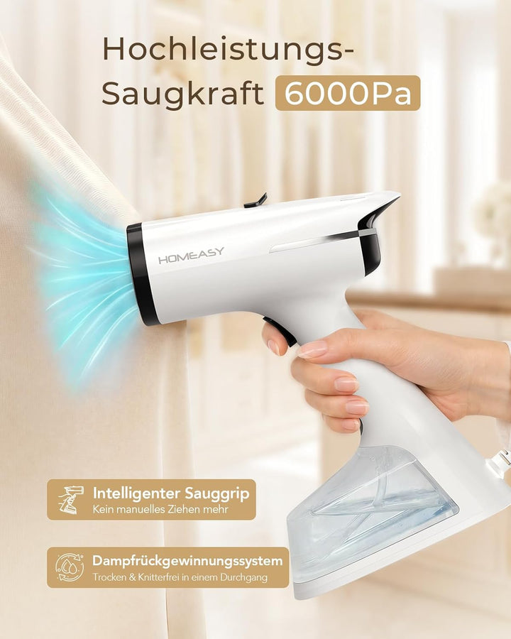 HOMEASY Dampfglätter mit Saugfunktion für Kleidung 6000Pa Vakuum Technologie 25s Schnellaufheizung 2